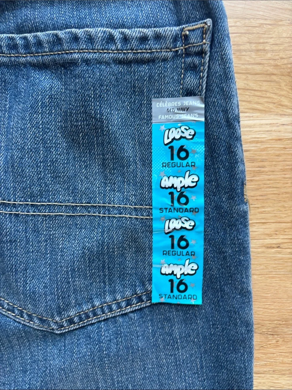 NWT Old Navy Loose Ample Baggy Jeans 16 Regular Youth Adjustable Waist